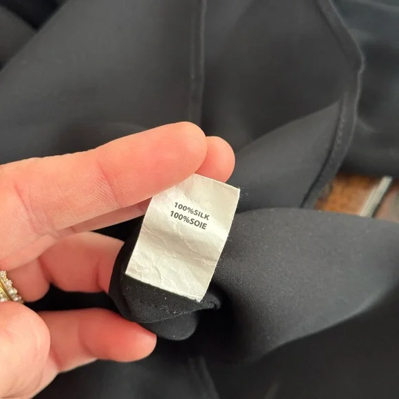 RAMY BROOK Embroidered Split Neck Blouse Black Silk Flowy Sleeve Size Sm - Picture 6 of 6